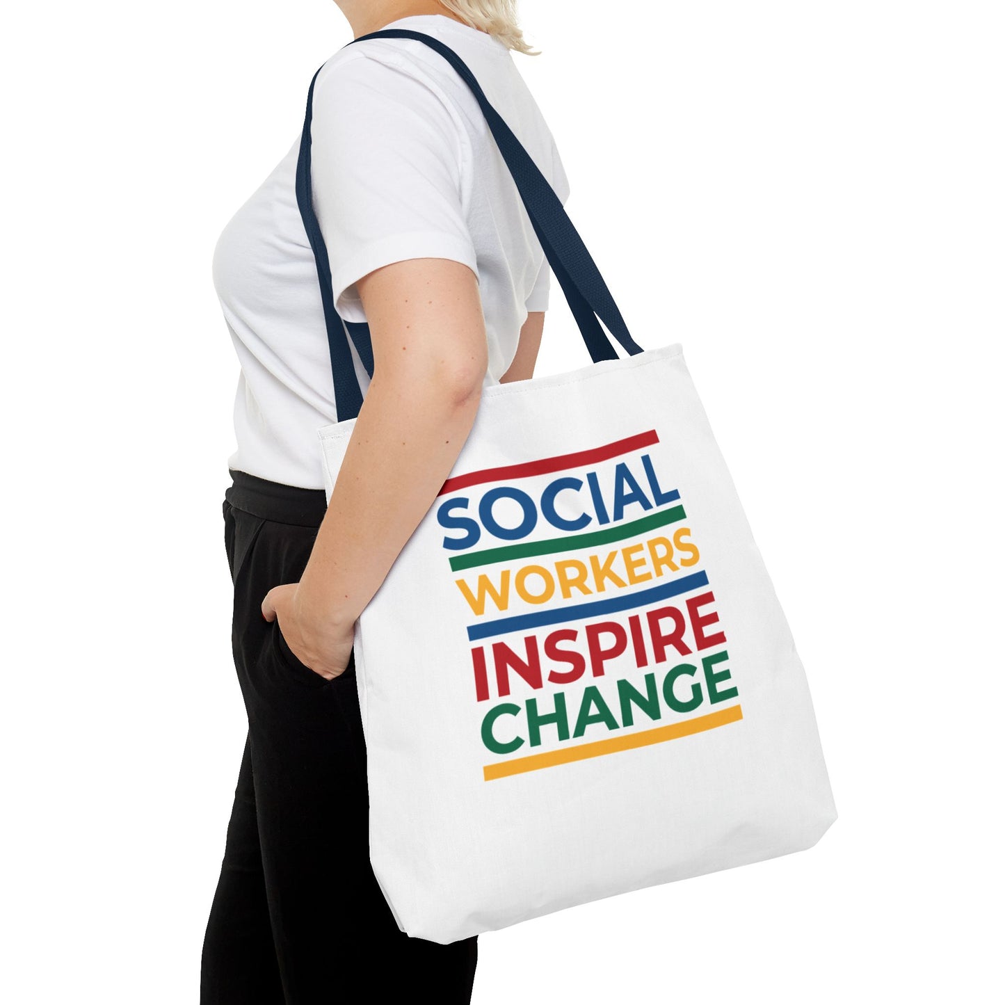 Social Worker Tote Bag — Inspirational "Social Workers Inspire Change" Two Side Design
