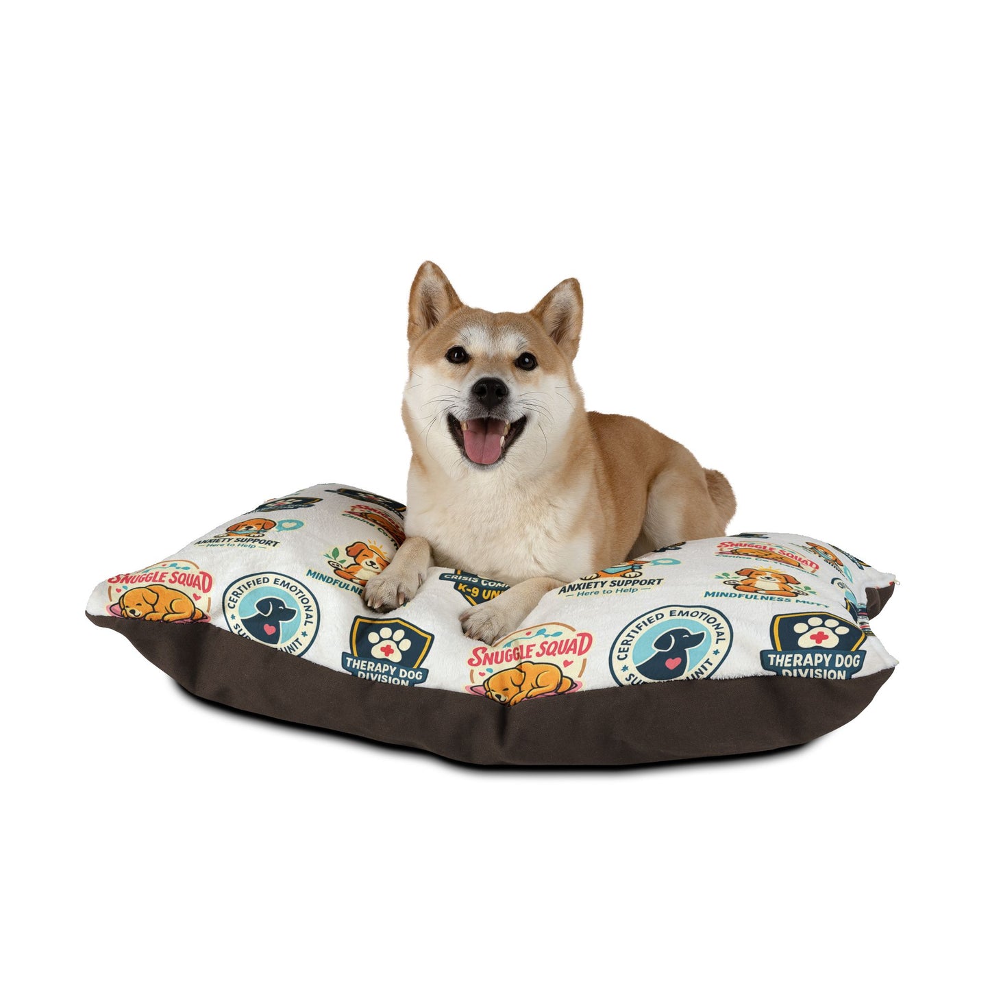 Therapy Dog Patchwork Pet Bed — Anxiety Support & Mindfulness Mutt Design