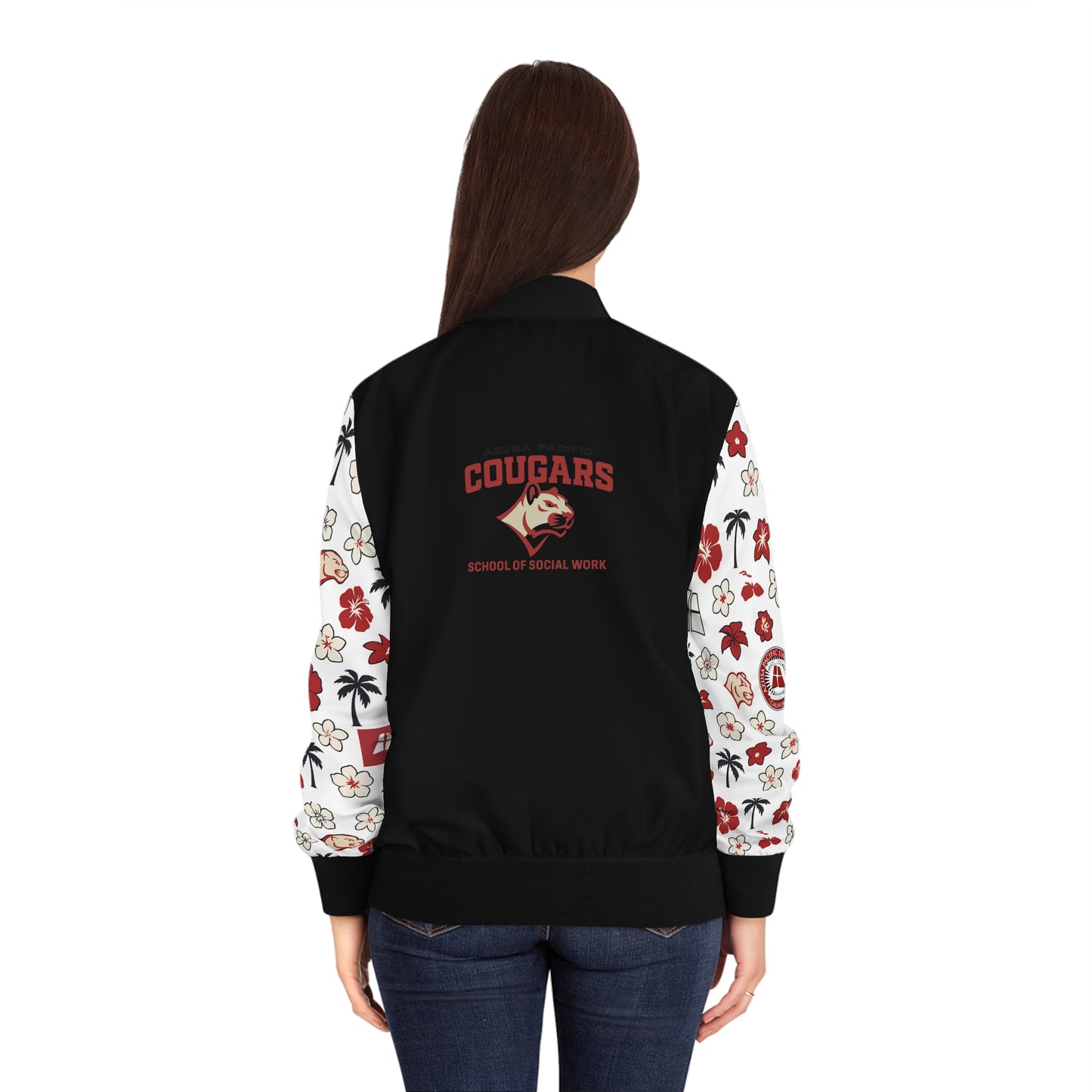 Azuza Pacific University - School of Social Work Bomber Hawaiian Jacket - Black