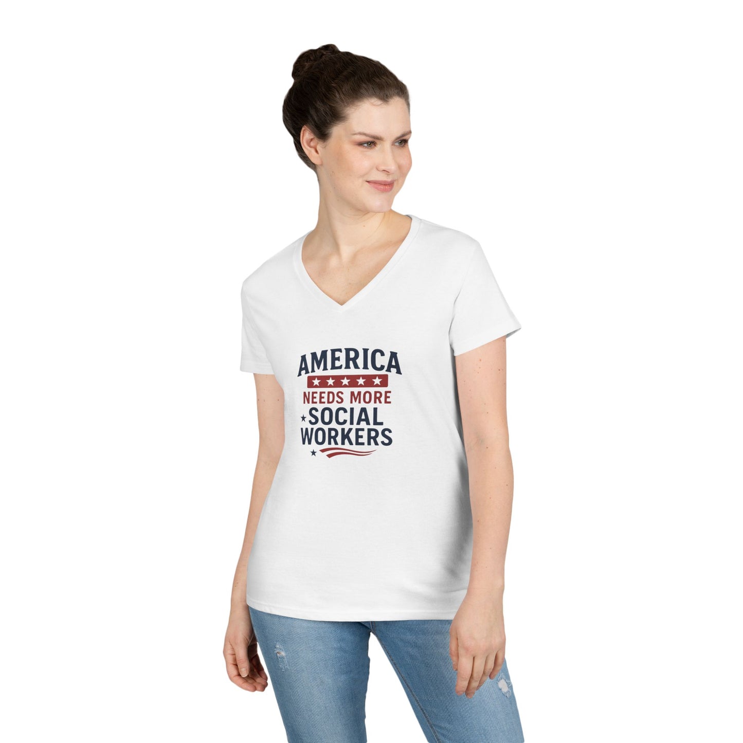 America Needs More Social Workers V-Neck Tee