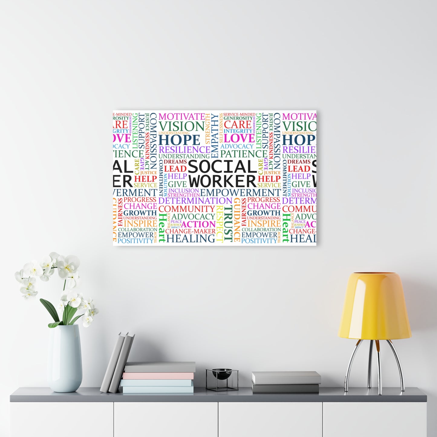 Social Worker Word Cloud Acrylic Print — Motivational Wall Art (French Cleat Hanging)