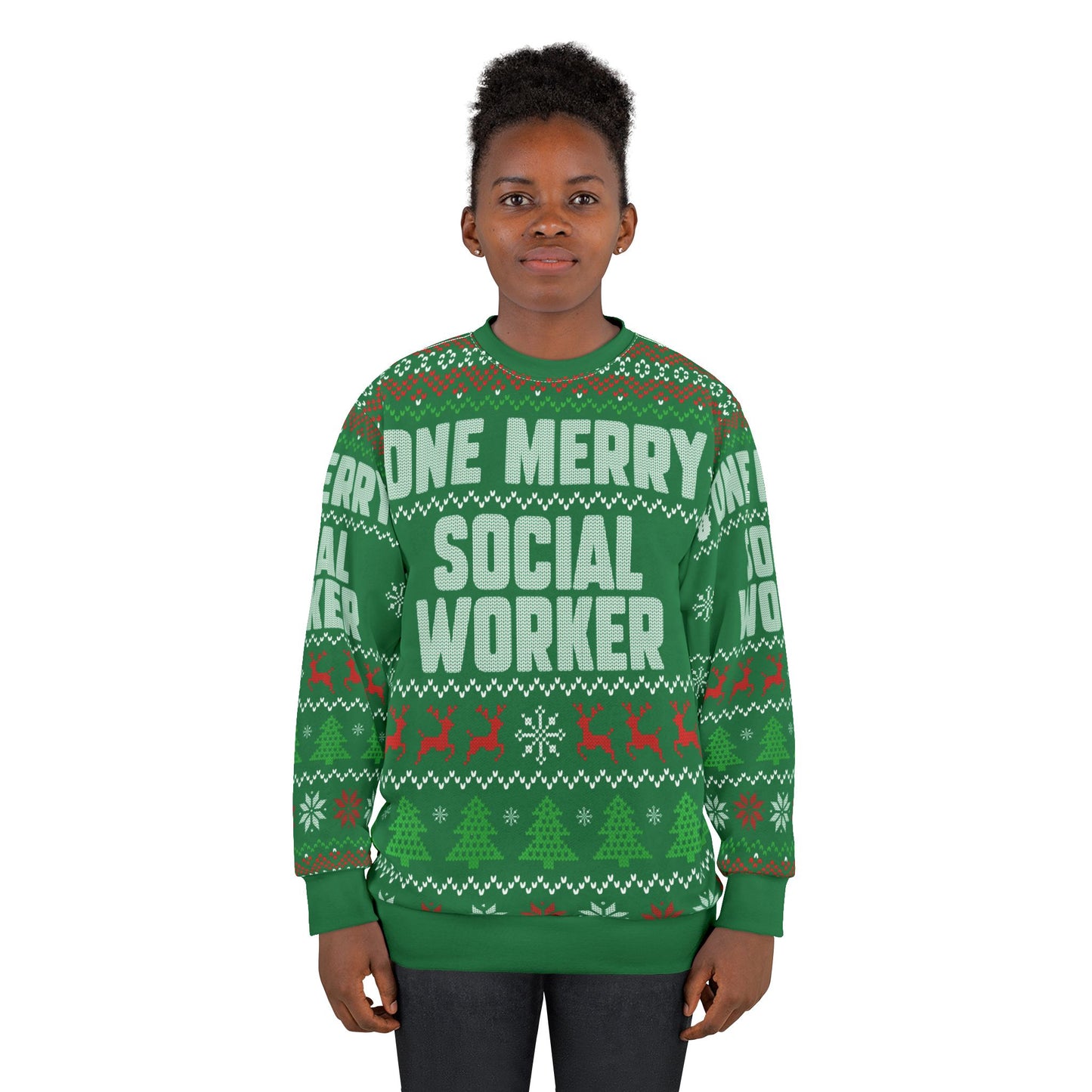 UNISEX-One Merry Social Worker Ugly Christmas Sweatshirt