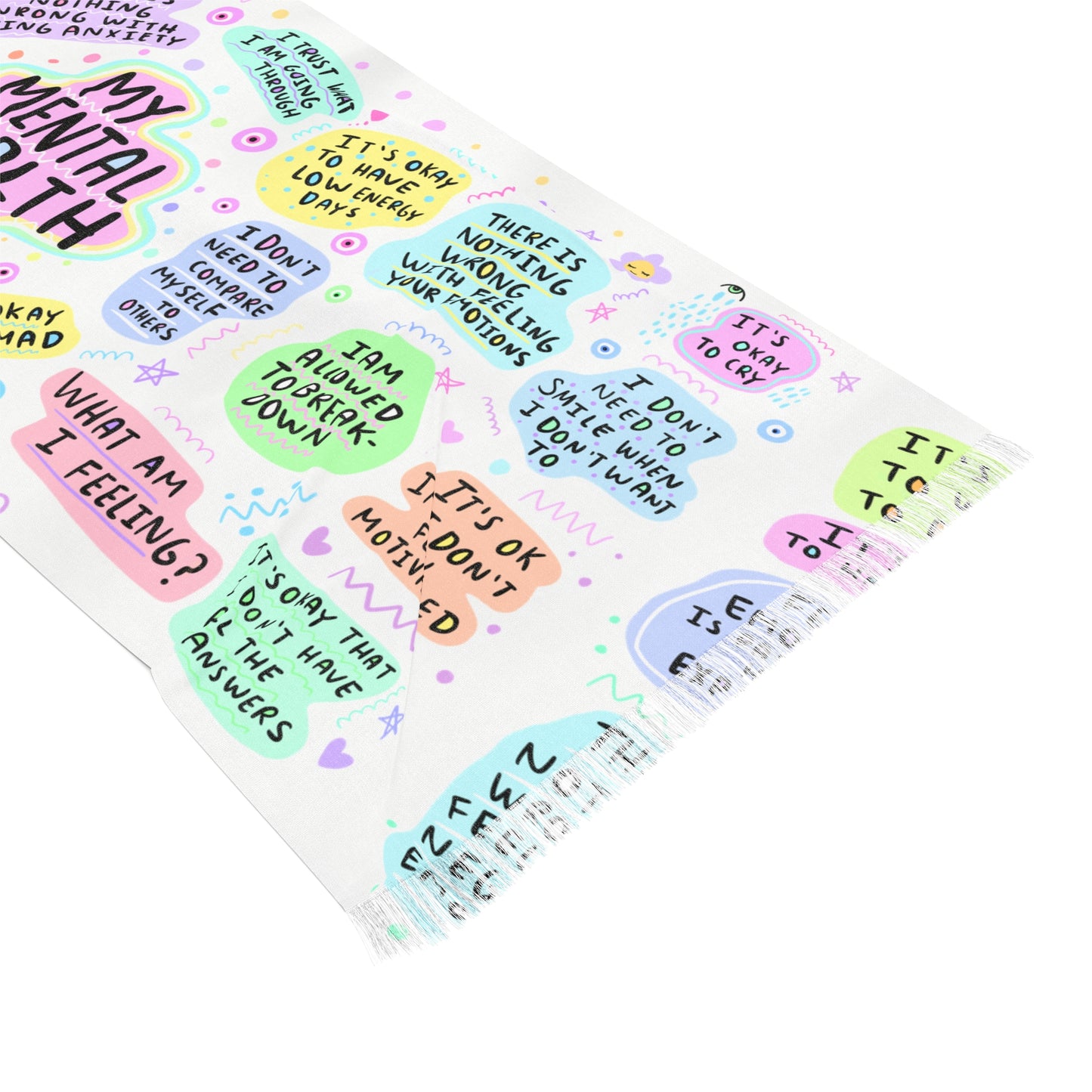 Mental Health Cup Light Scarf — Pastel Affirmation Mental Wellness Scarf (Social Work/Mental Health)
