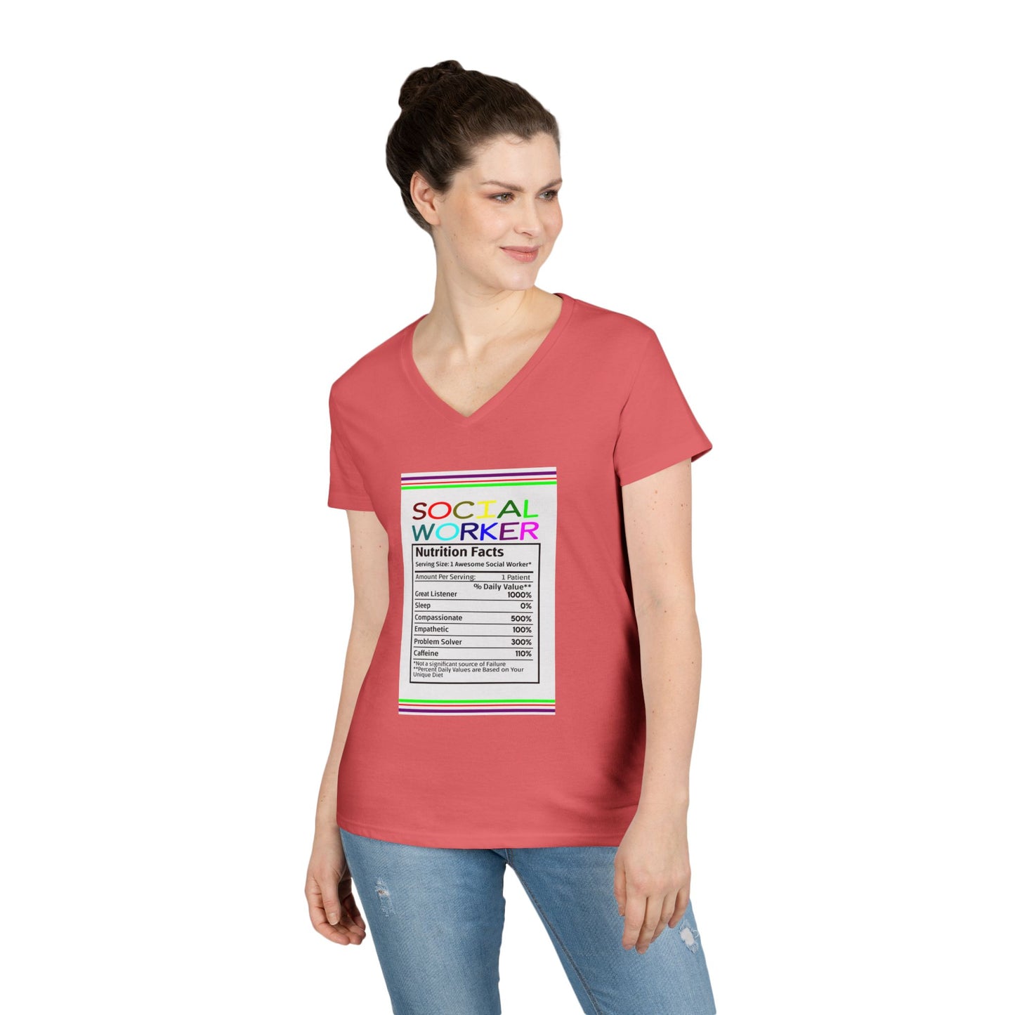 Social Worker Nutrition Facts V-Neck Tee — Women's Social Worker Gift