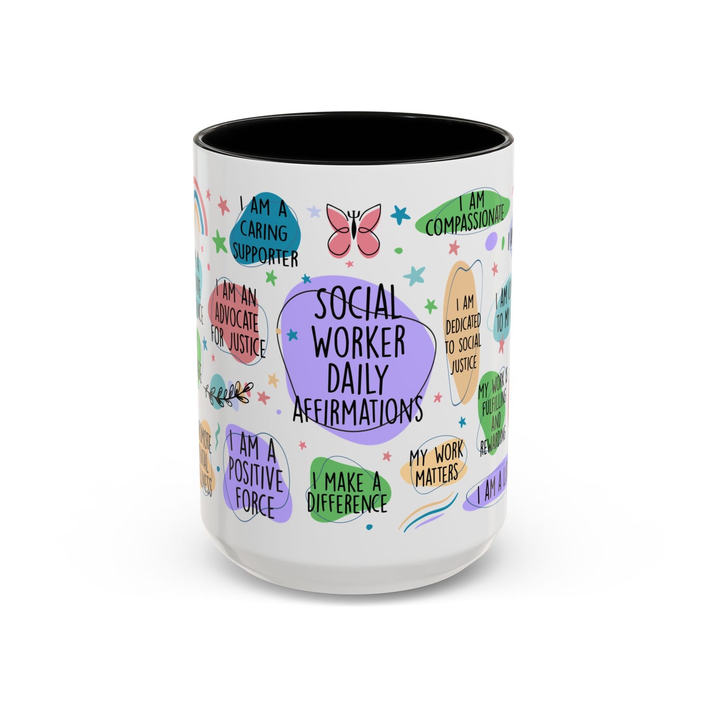 Social Worker Daily Affirmations Accent Coffee Mug — Inspirational -15oz