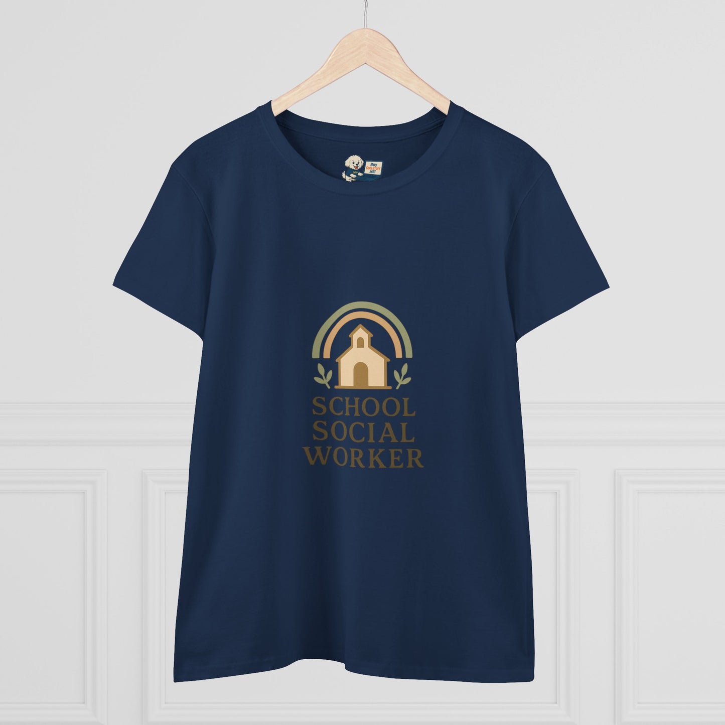 School Social Worker with Earth Tone Logo -Women's Midweight Cotton T-Shirt