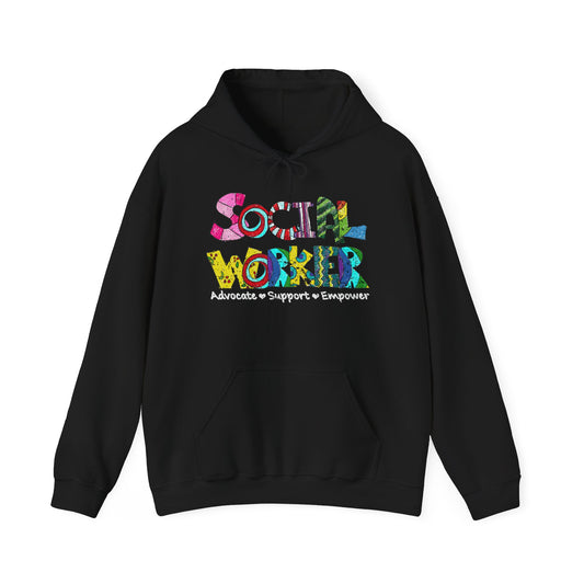 Social Work Floral Hoodie — “Social Worker” Colorful Floral Graphic Sweatshirt