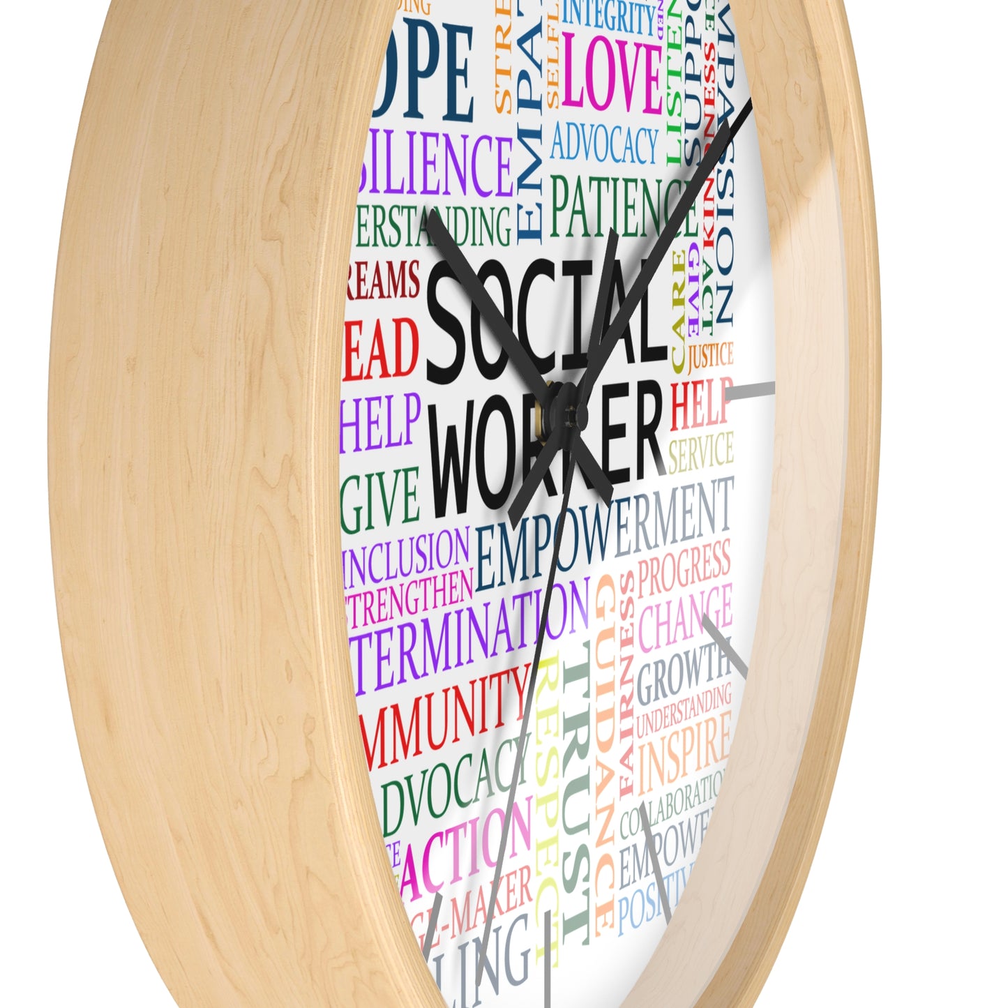 Social Worker Word Cloud Wall Clock — Inspirational Office Decor Gift