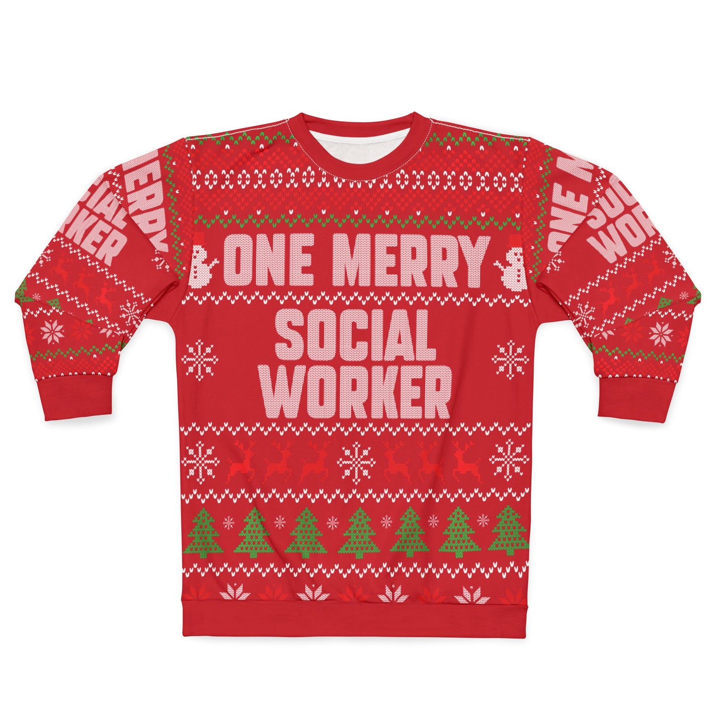 UNISEX - One Merry Social Worker Christmas Sweatshirt (RED)