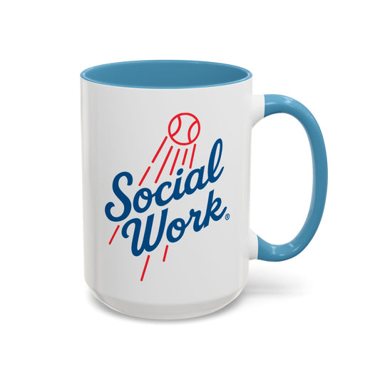 Social Work Baseball Coffee Mug — Retro Script Accent 15oz