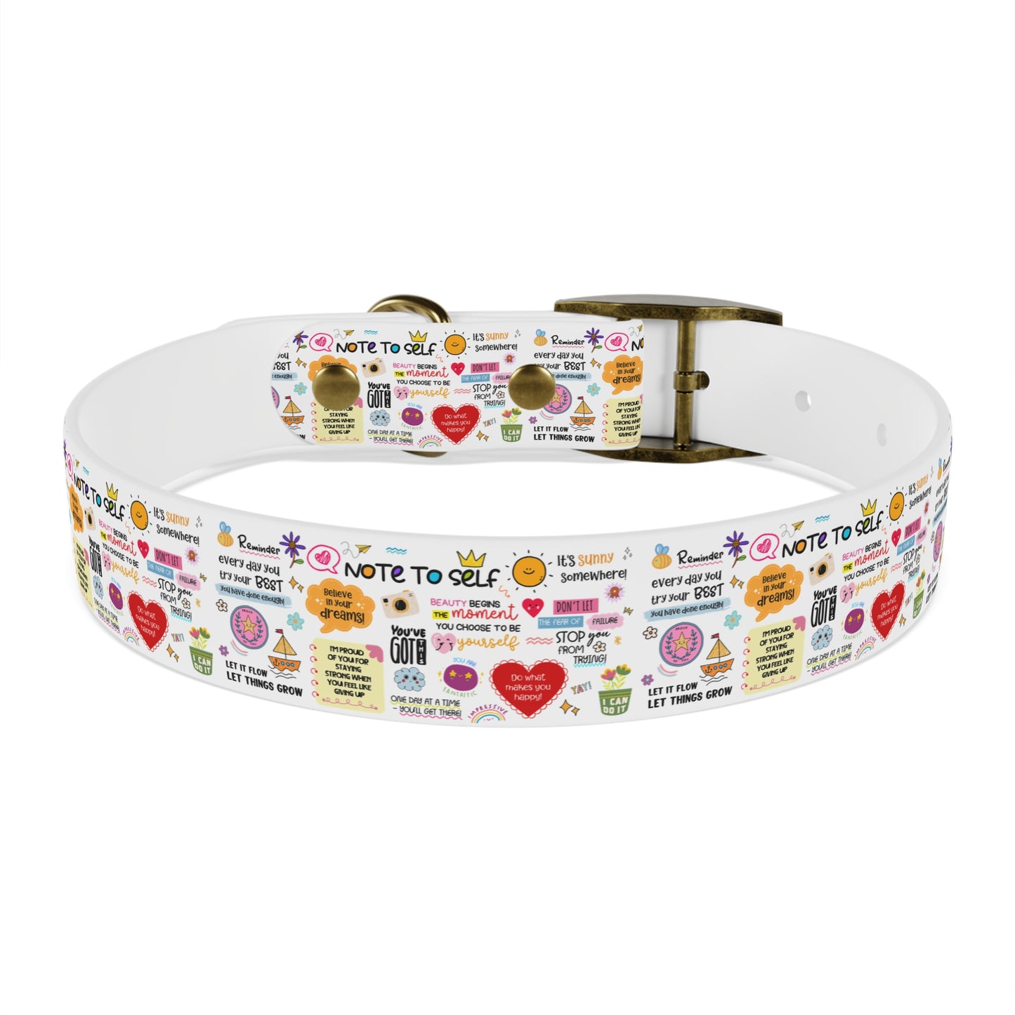 Dog Collar — Whimsical 'Note to Self' Positive Words Quote Pattern Pet Collar