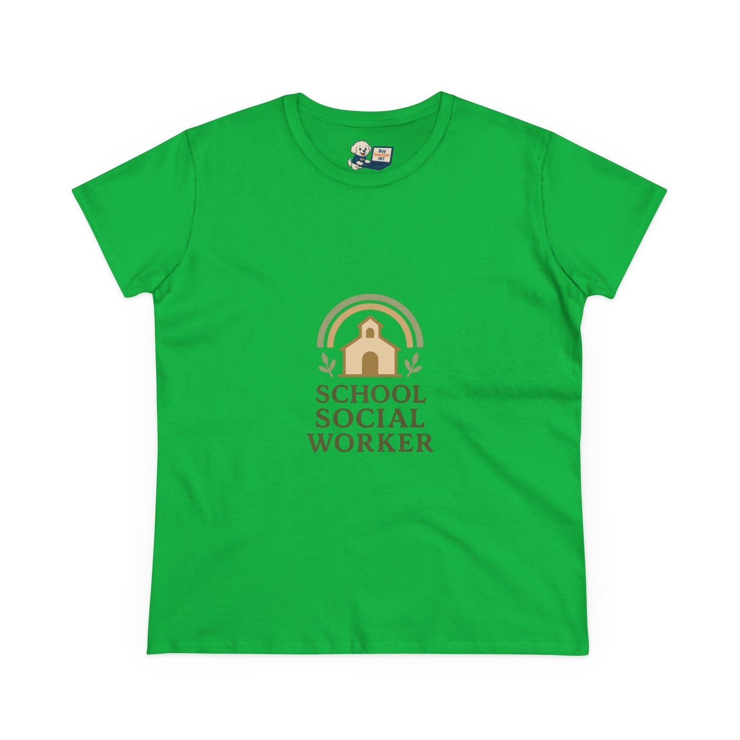School Social Worker with Earth Tone Logo -Women's Midweight Cotton T-Shirt