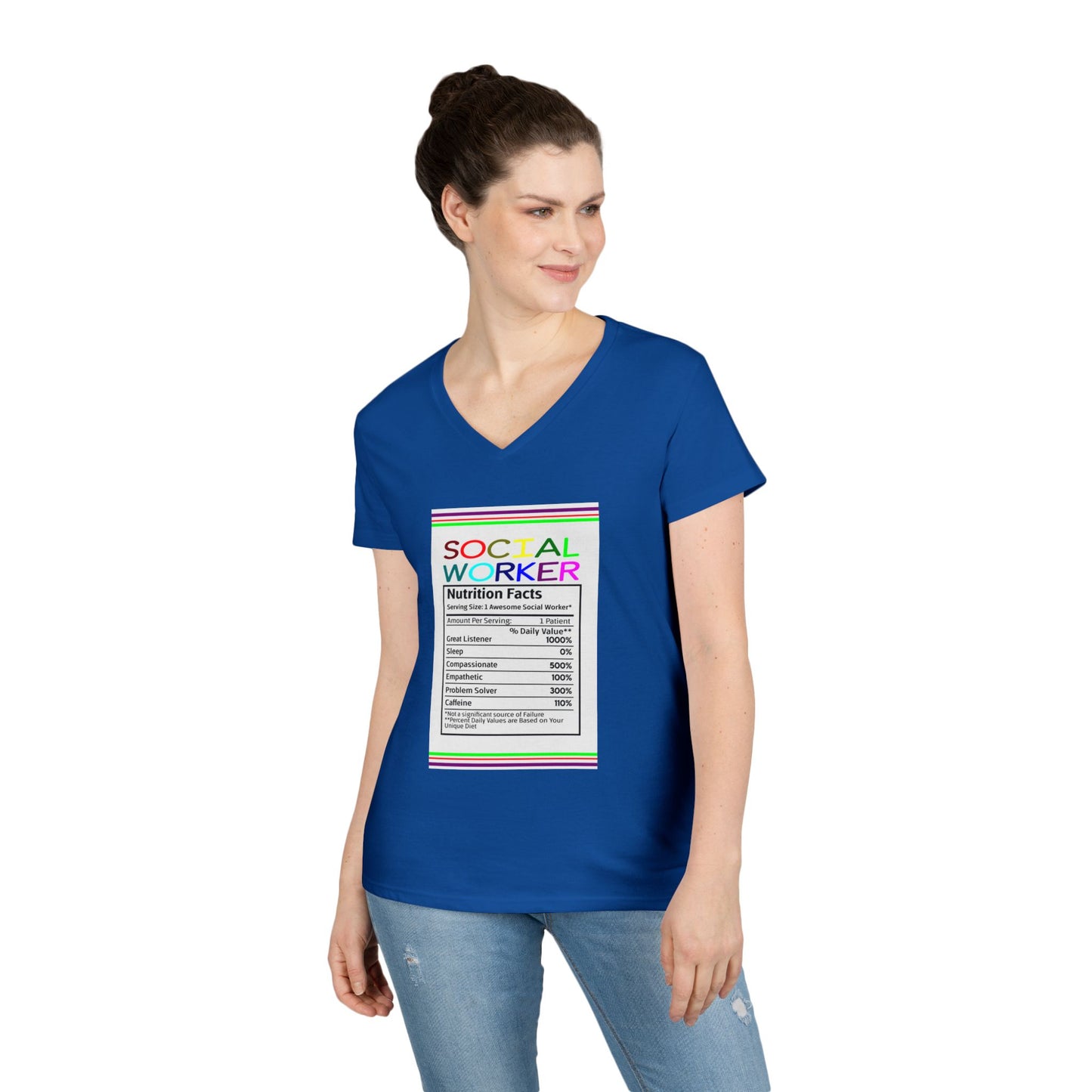 Social Worker Nutrition Facts V-Neck Tee — Women's Social Worker Gift