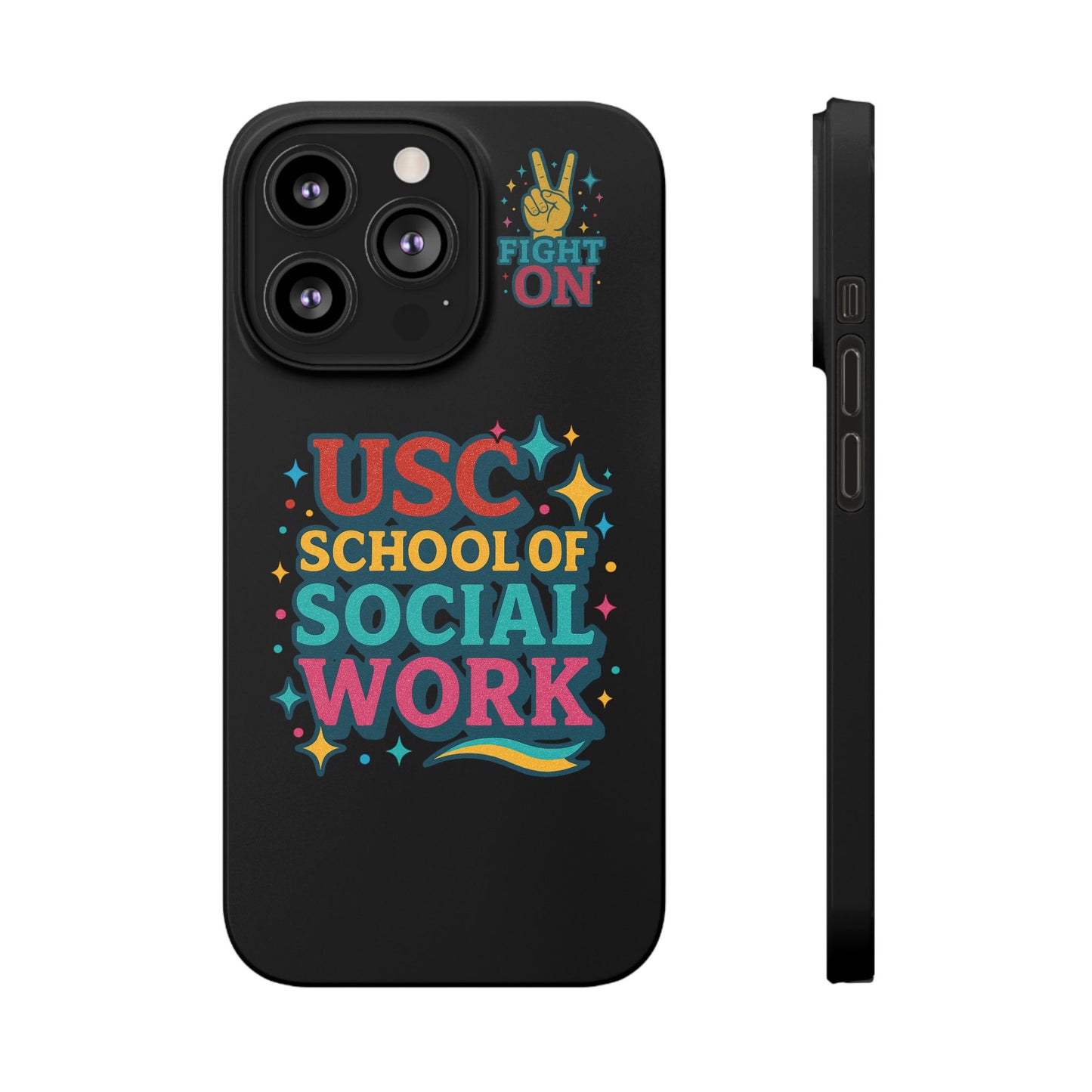 USC Trojans Slim I-Phone Case - School of Social Work - Glitter Style (Black)