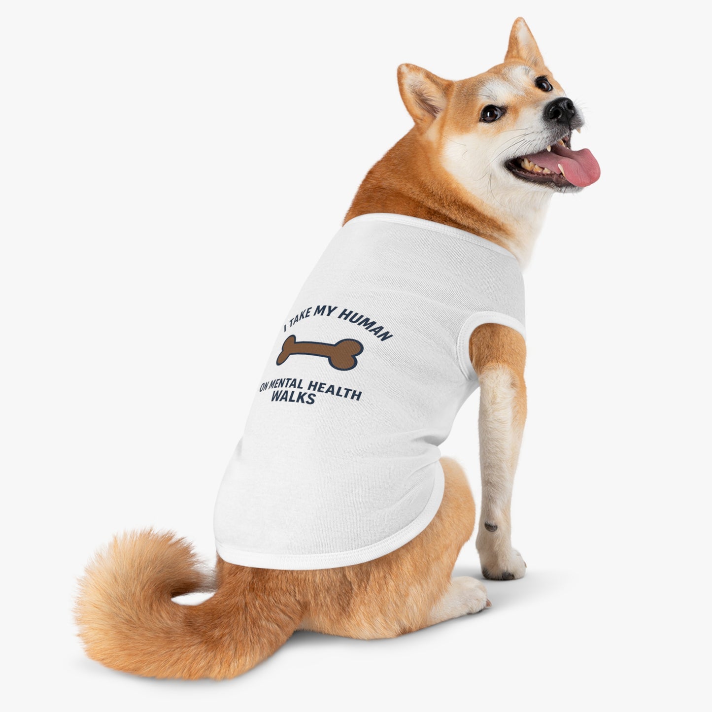 Pet Tank Top — “I Take My Human on Mental Health Walks” Dog Tank