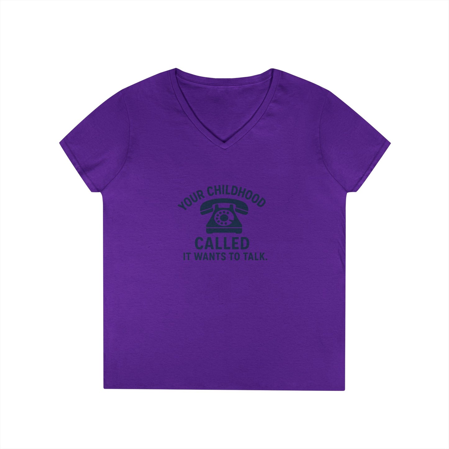 Women's V-Neck T-Shirt — "Your Childhood Called, It Wants to Talk" (Social Work/Mental Health)