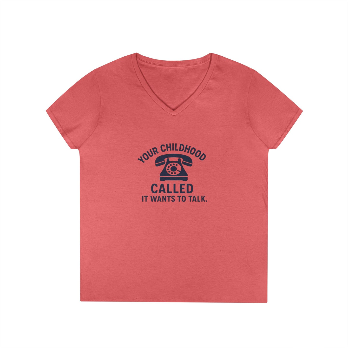 Women's V-Neck T-Shirt — "Your Childhood Called, It Wants to Talk" (Social Work/Mental Health)