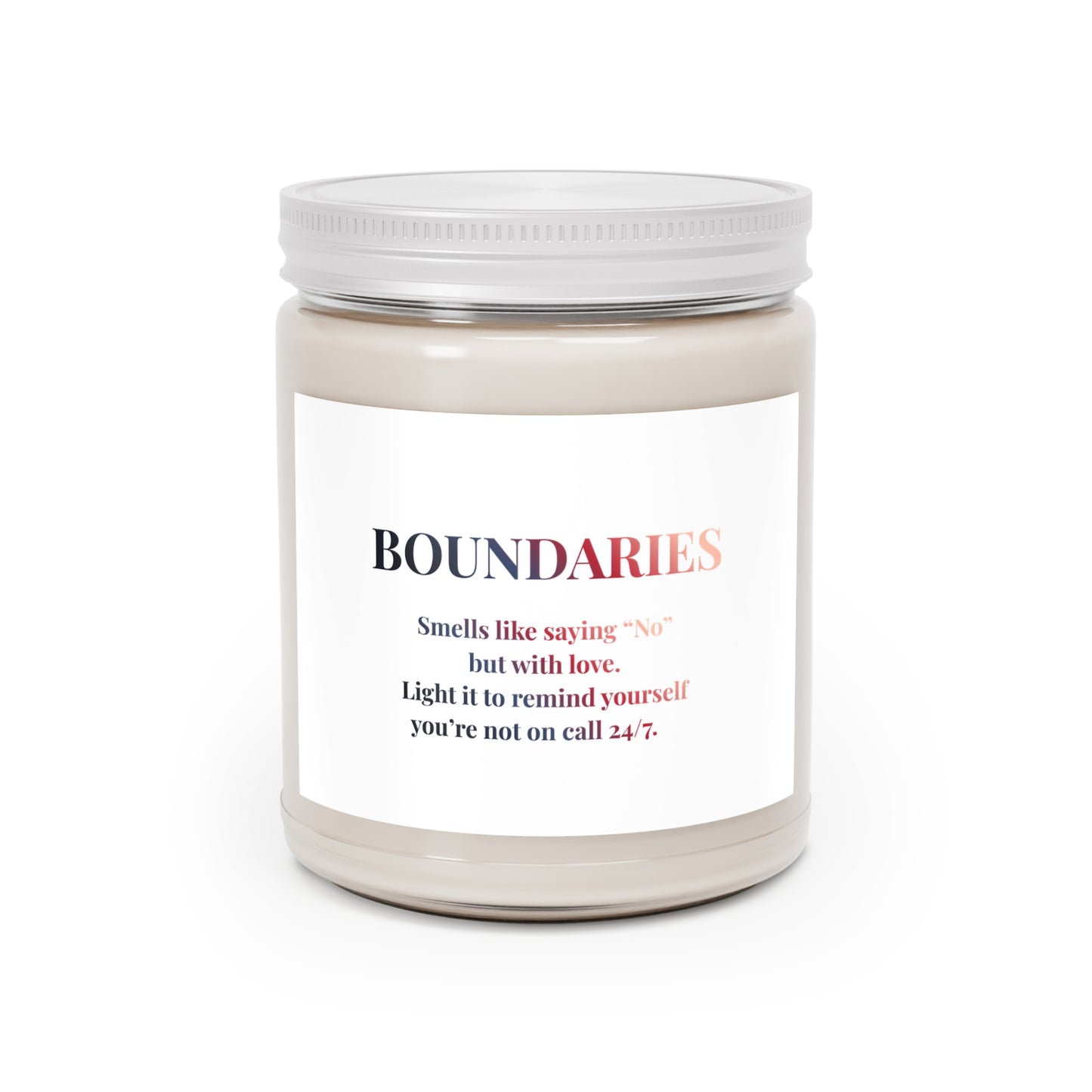 Boundaries Scented Soy Candle — 9oz Motivational Jar Candle (White Lid)