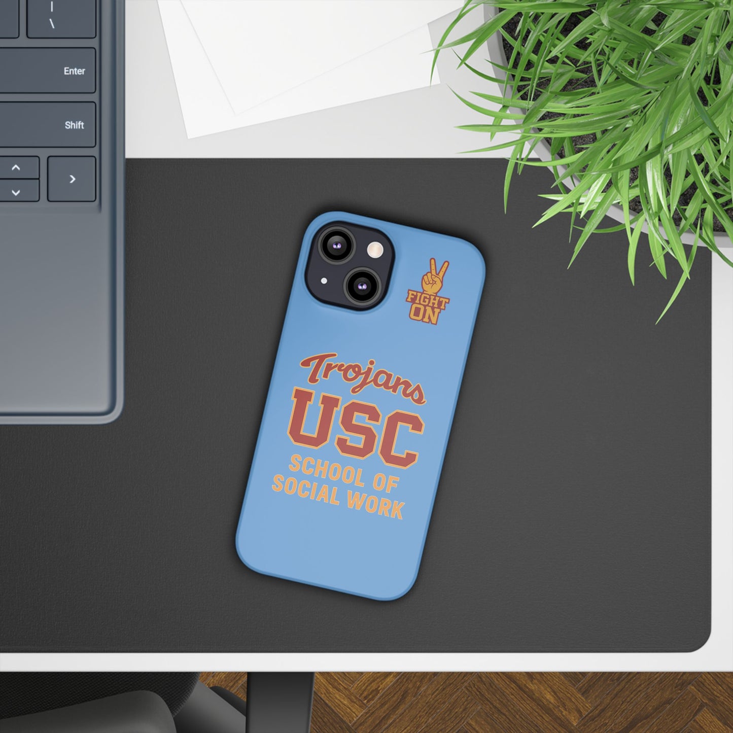 USC Trojans Slim I-Phone Case - School of Social Work (Light Blue)