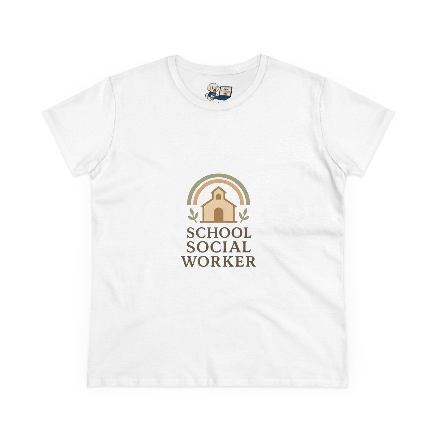School Social Worker with Earth Tone Logo -Women's Midweight Cotton T-Shirt