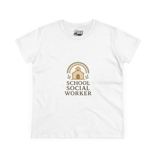 School Social Worker with Earth Tone Logo -Women's Midweight Cotton T-Shirt