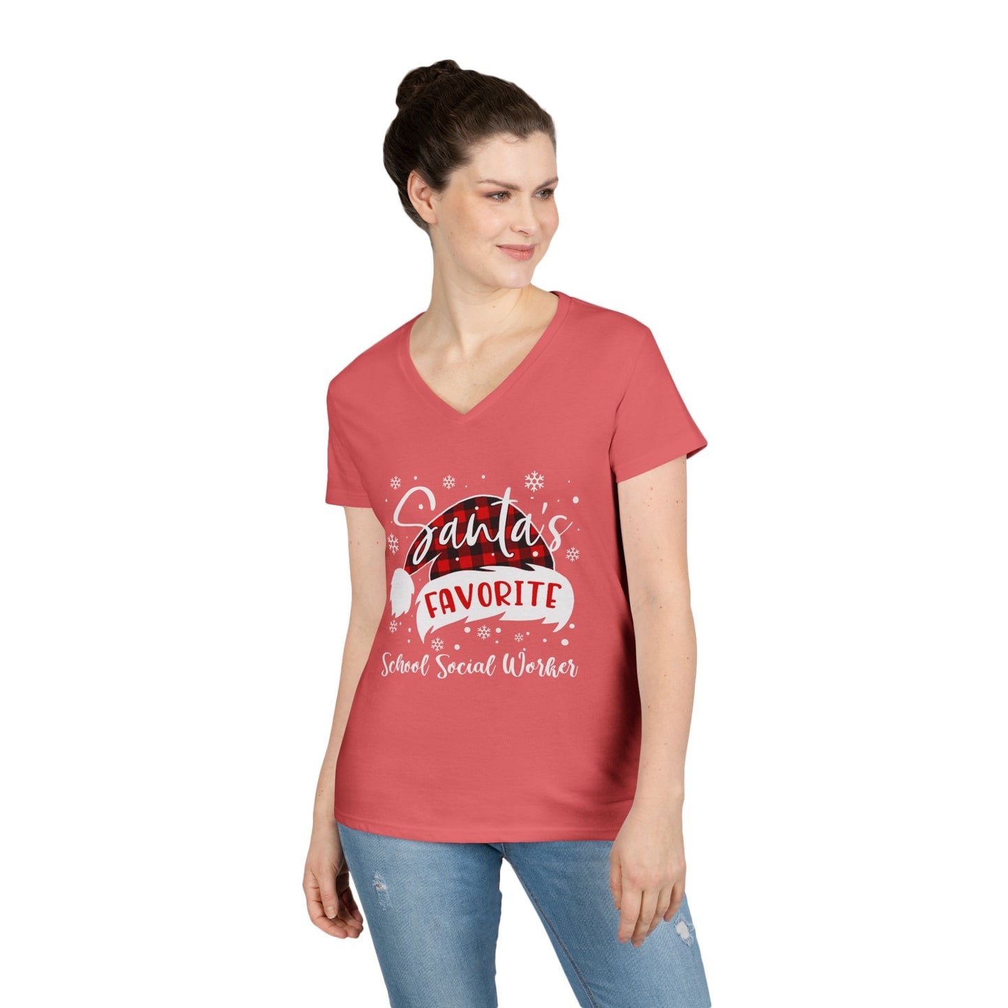 Santa's Favorite School Social Worker V-Neck Tee - Holiday Edition