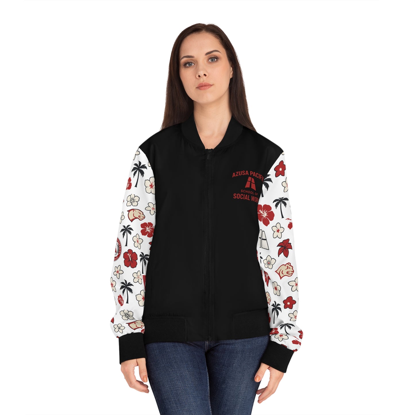 Azuza Pacific University - School of Social Work Bomber Hawaiian Jacket - Black