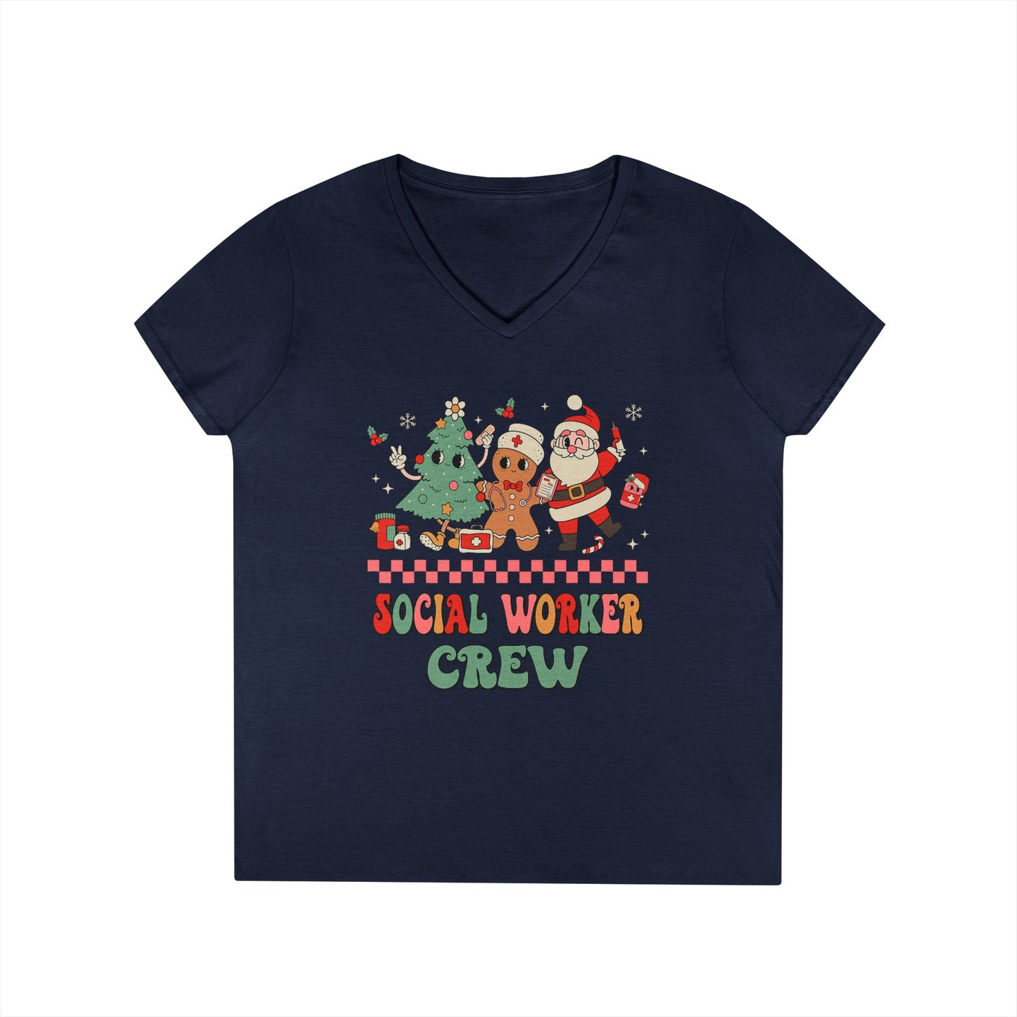 Social Worker Crew Christmas V-Neck Tee