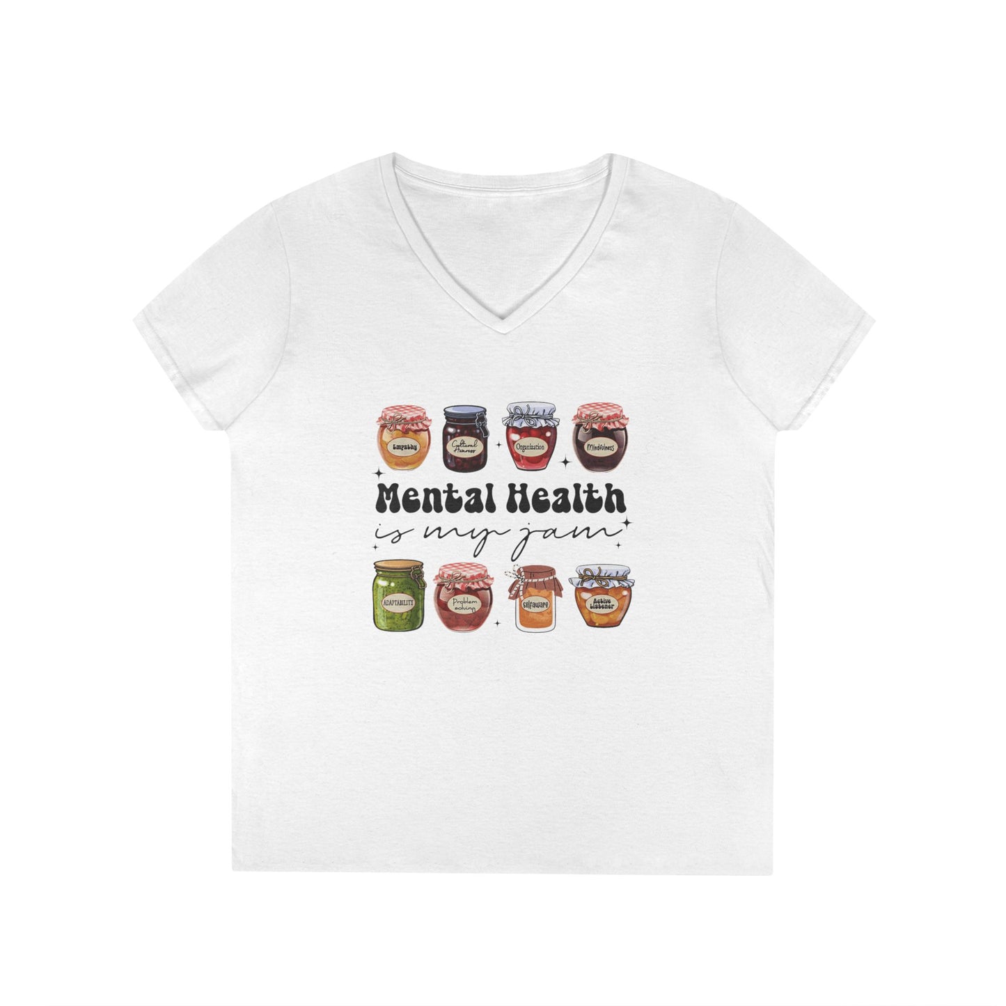 Women's Mental Health Is My Jam V-Neck Tee - School Social Worker