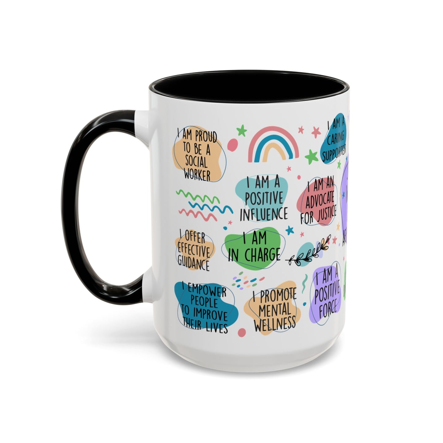 Social Worker Daily Affirmations Accent Coffee Mug — Inspirational -15oz