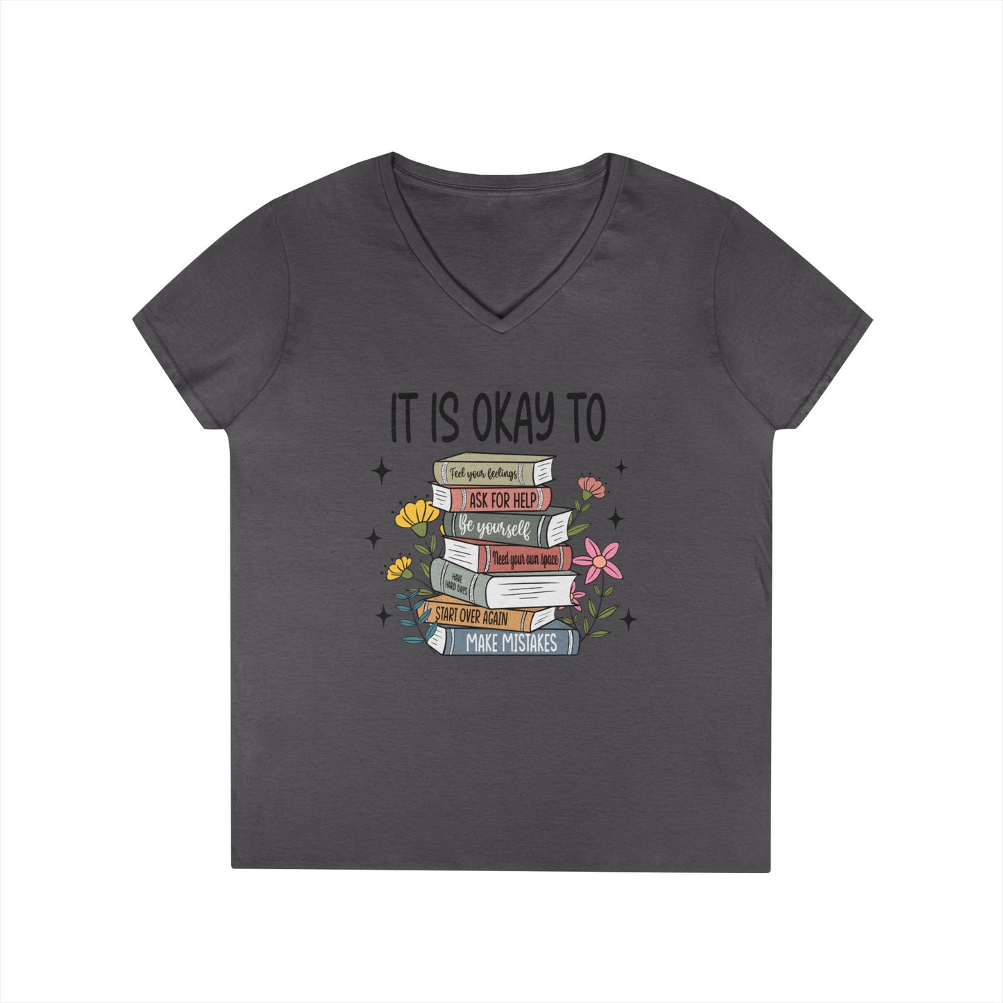 Ladies' V-Neck T-Shirt - "It's OK" - School Social Worker