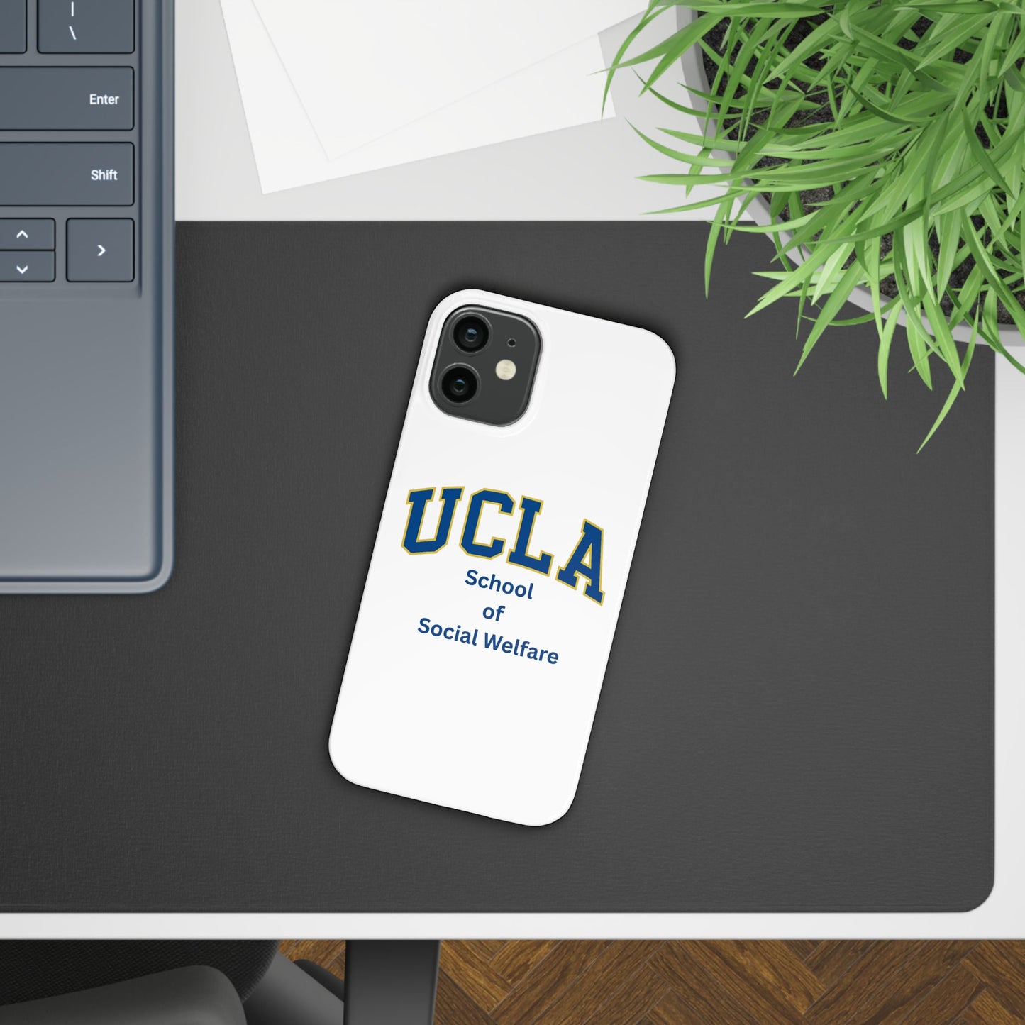 UCLA Slim I-Phone Case - School of Social Welfare-Text Logo (White)