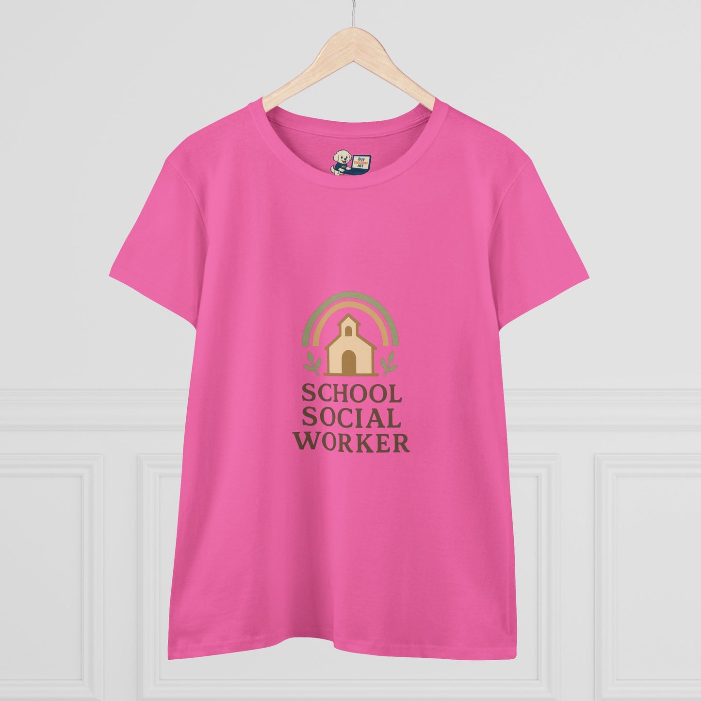 School Social Worker with Earth Tone Logo -Women's Midweight Cotton T-Shirt