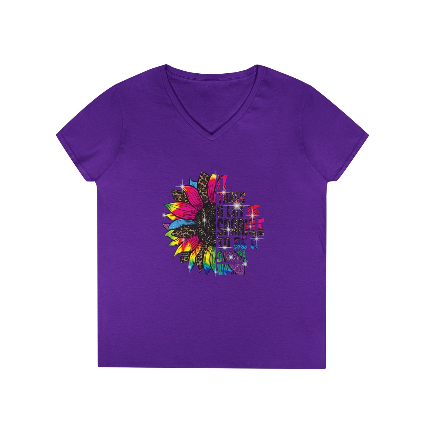 Social Worker V-Neck T-Shirt - "It Takes A Lot Of Sparkle To Be A Social Worker" Colorful Floral Design