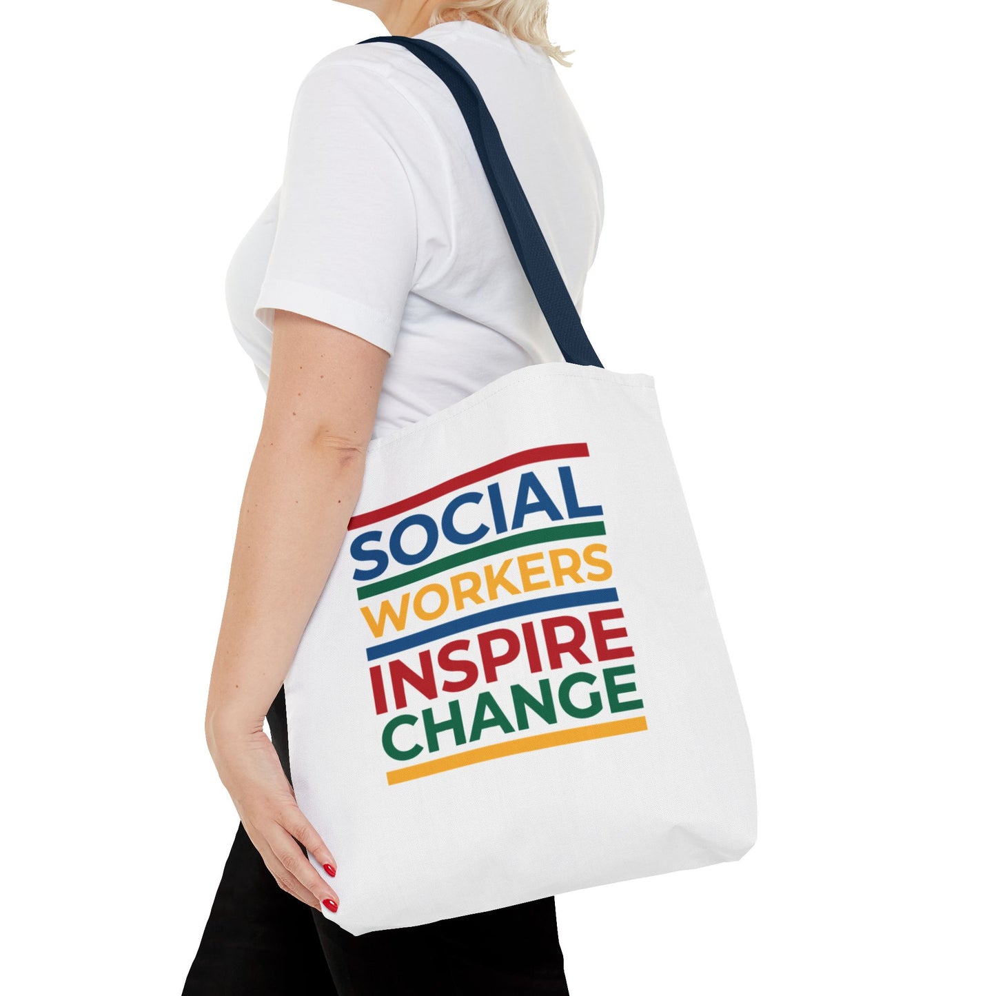 Social Worker Tote Bag — Inspirational "Social Workers Inspire Change" Two Side Design