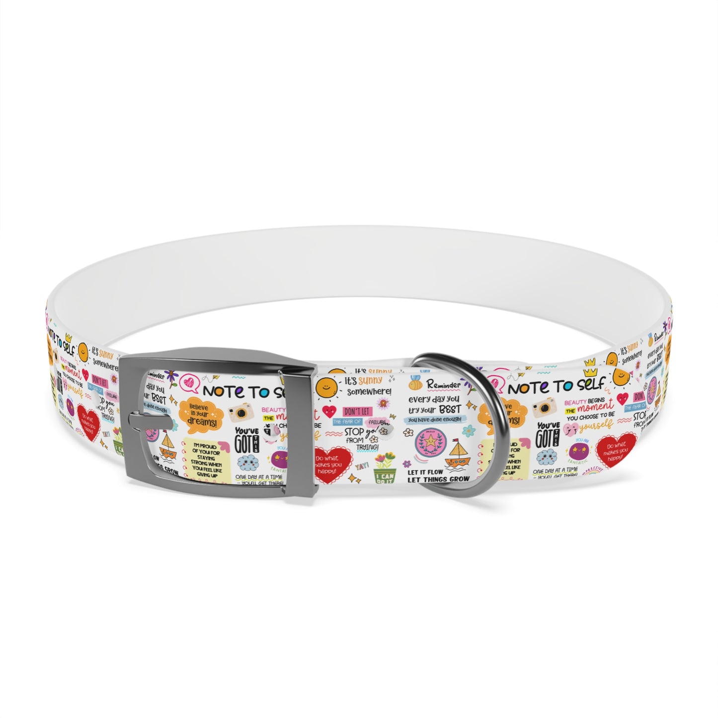Dog Collar — Whimsical 'Note to Self' Positive Words Quote Pattern Pet Collar