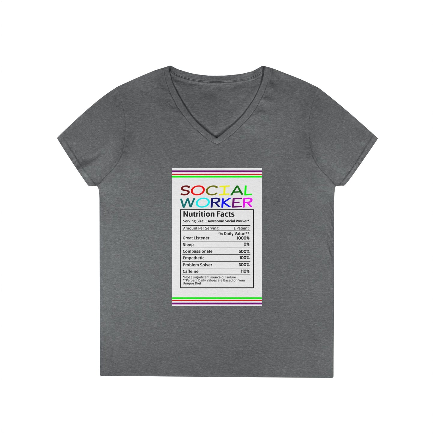Social Worker Nutrition Facts V-Neck Tee — Women's Social Worker Gift