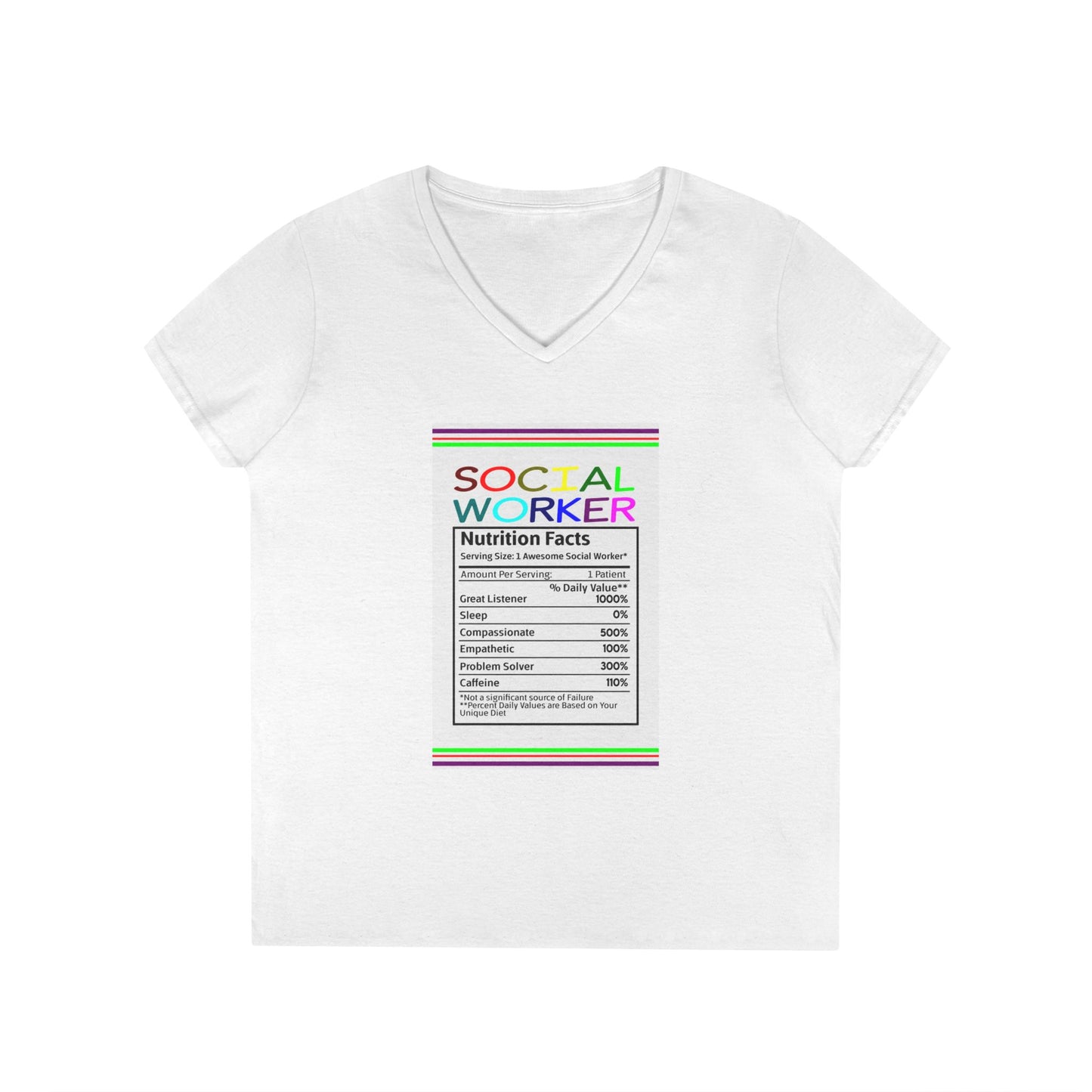 Social Worker Nutrition Facts V-Neck Tee — Women's Social Worker Gift