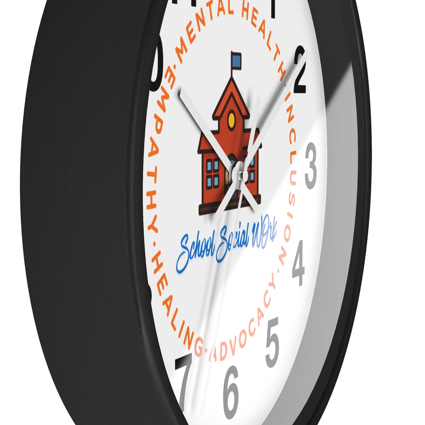 School Social Work Wall Clock - Advocate for Mental Health & Inclusion (WITH NUMBERS)