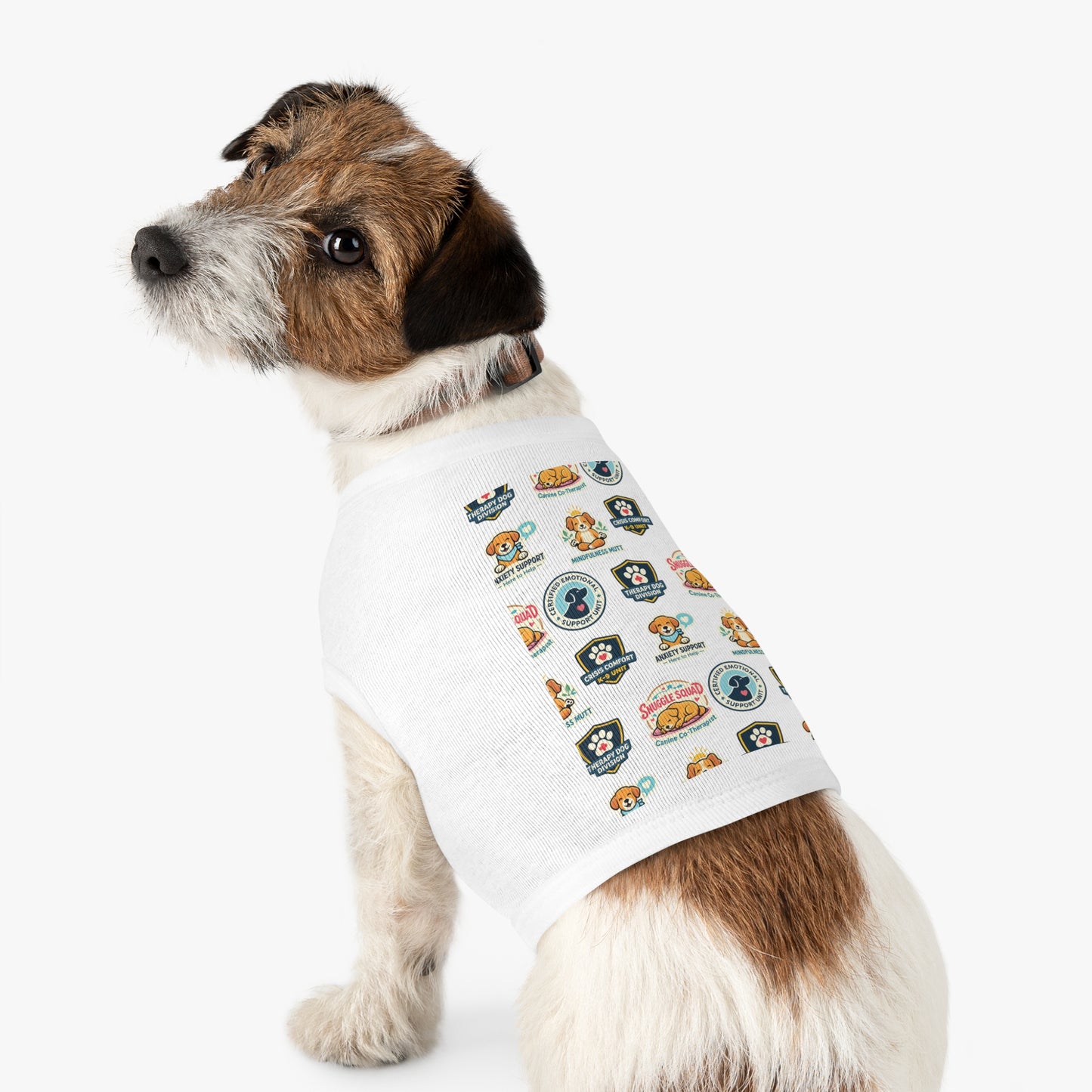 Therapy Dog Patch Pet Tank — Comfort & Support Patterned Dog Shirt