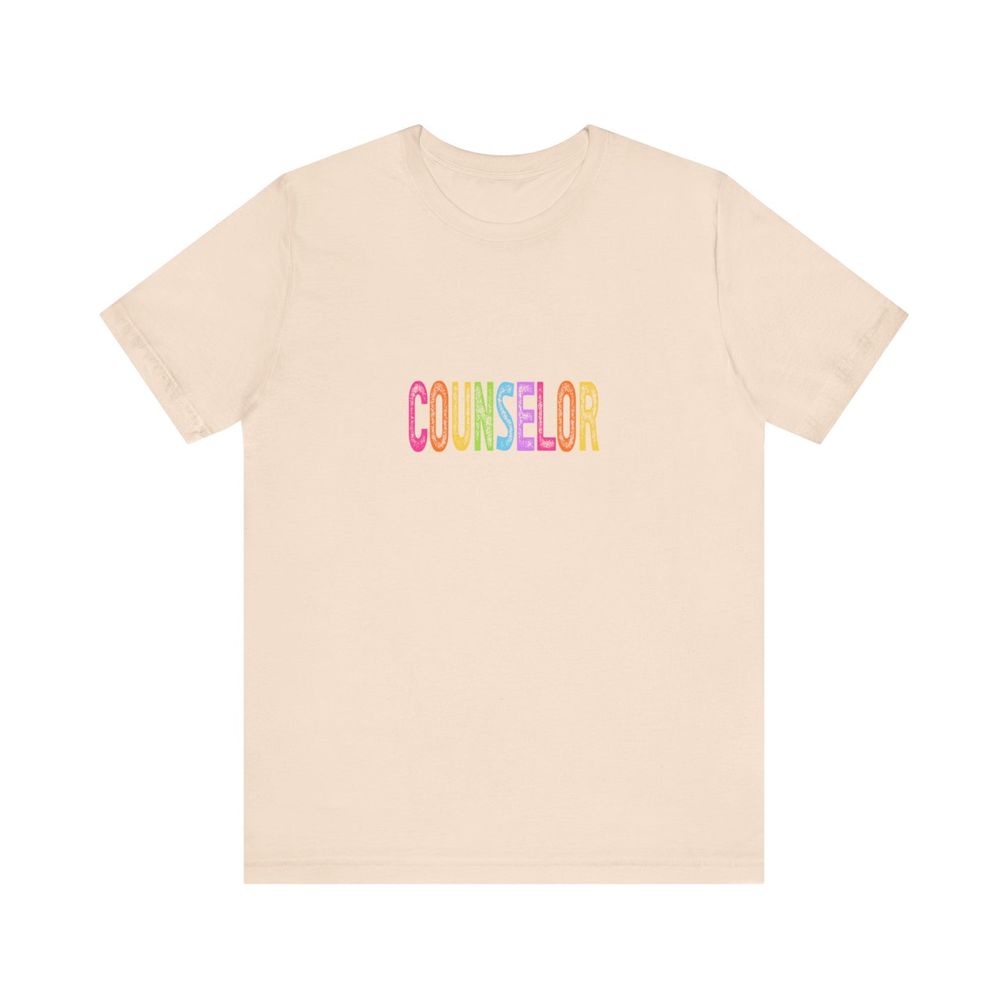(Unisex) Counselor Rainbow Tee — Pastel 'COUNSELOR' Short Sleeve Shirt