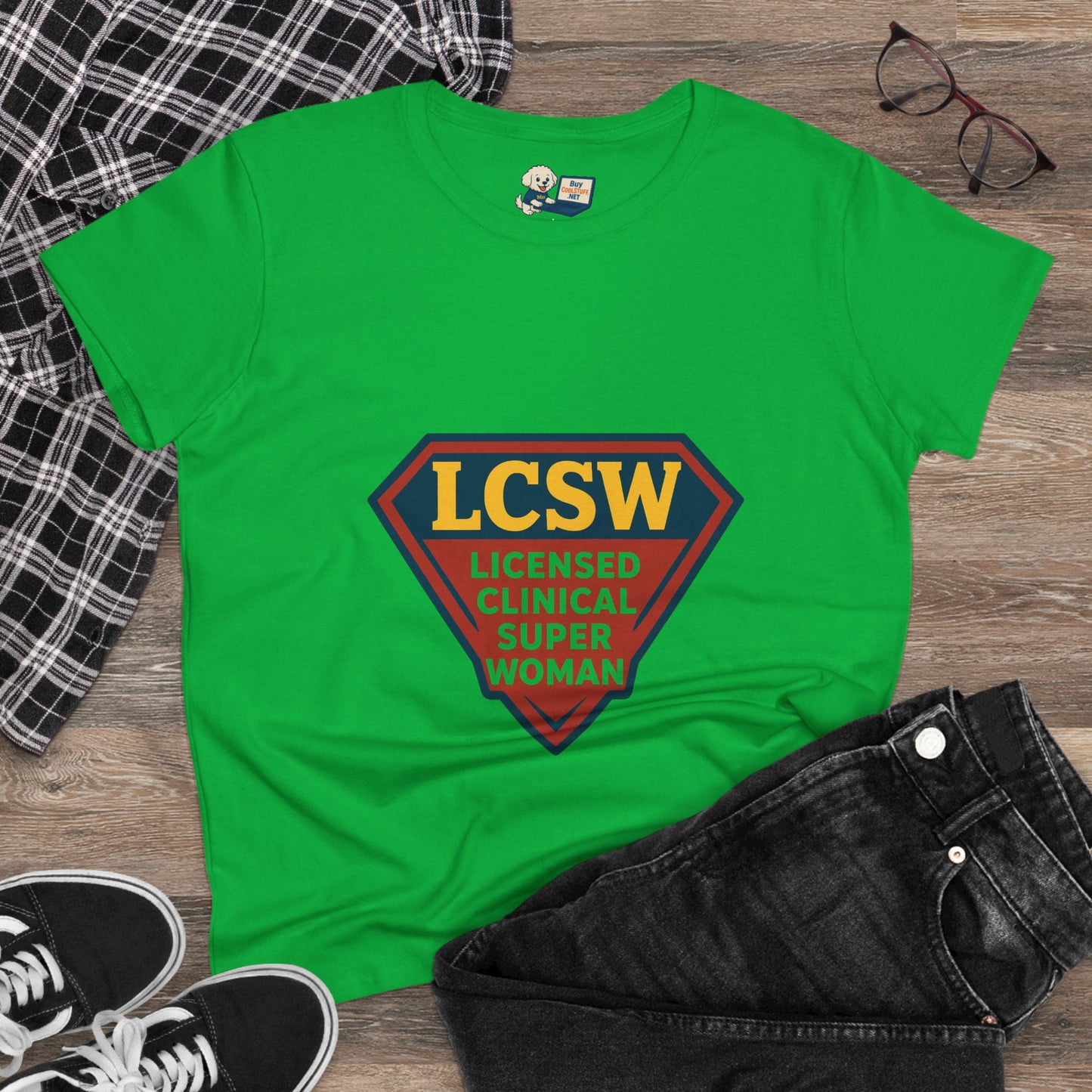 LCSW = Licensed Clinical Super Woman Tee – Saving the World, One Session at a Time Women's Midweight Cotton T-Shirt - Social Work