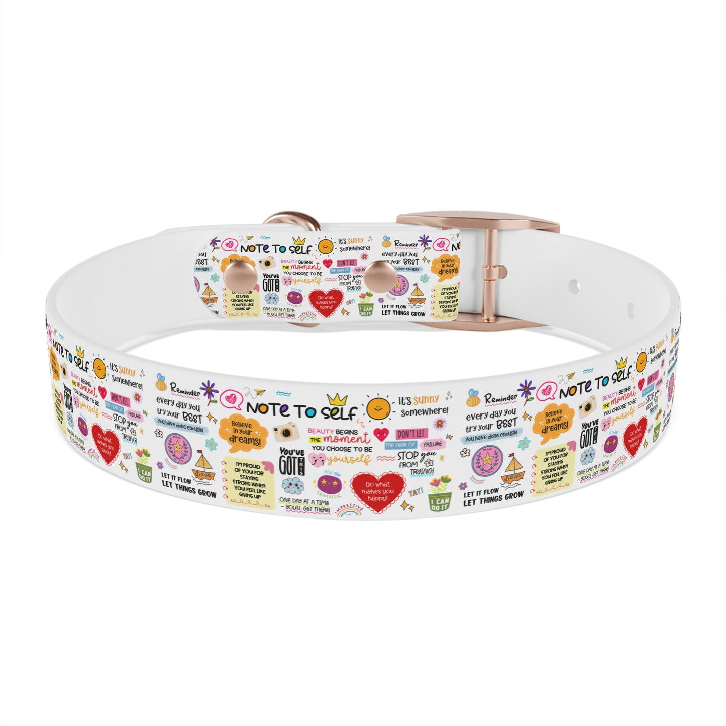Dog Collar — Whimsical 'Note to Self' Positive Words Quote Pattern Pet Collar