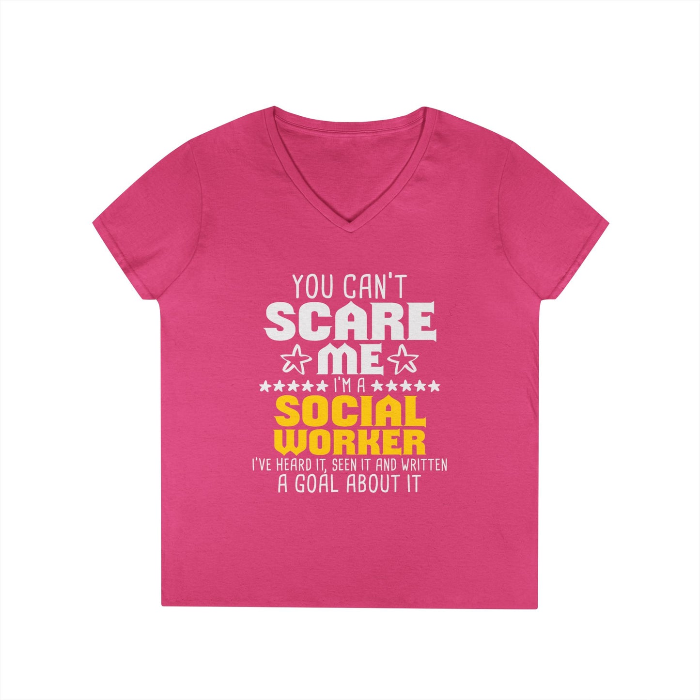Social Worker V-Neck Tee – "You Can't Scare Me, I'm a Social Worker" Women’s Shirt