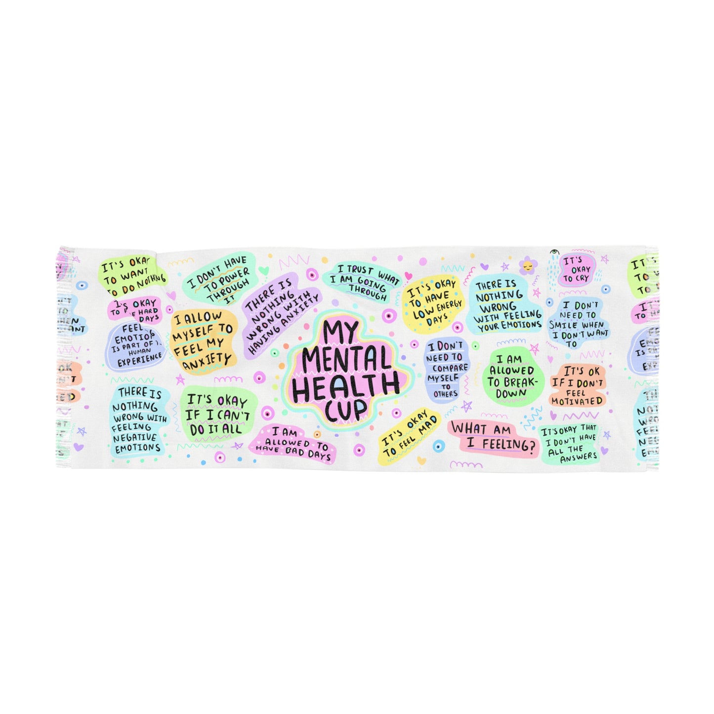 Mental Health Cup Light Scarf — Pastel Affirmation Mental Wellness Scarf (Social Work/Mental Health)