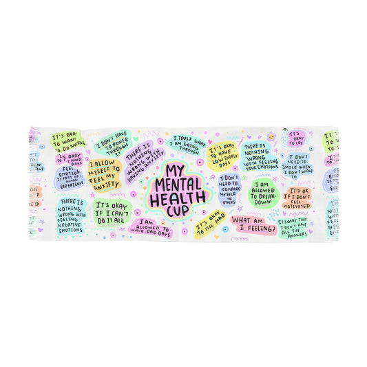 Mental Health Cup Light Scarf — Pastel Affirmation Mental Wellness Scarf (Social Work/Mental Health)