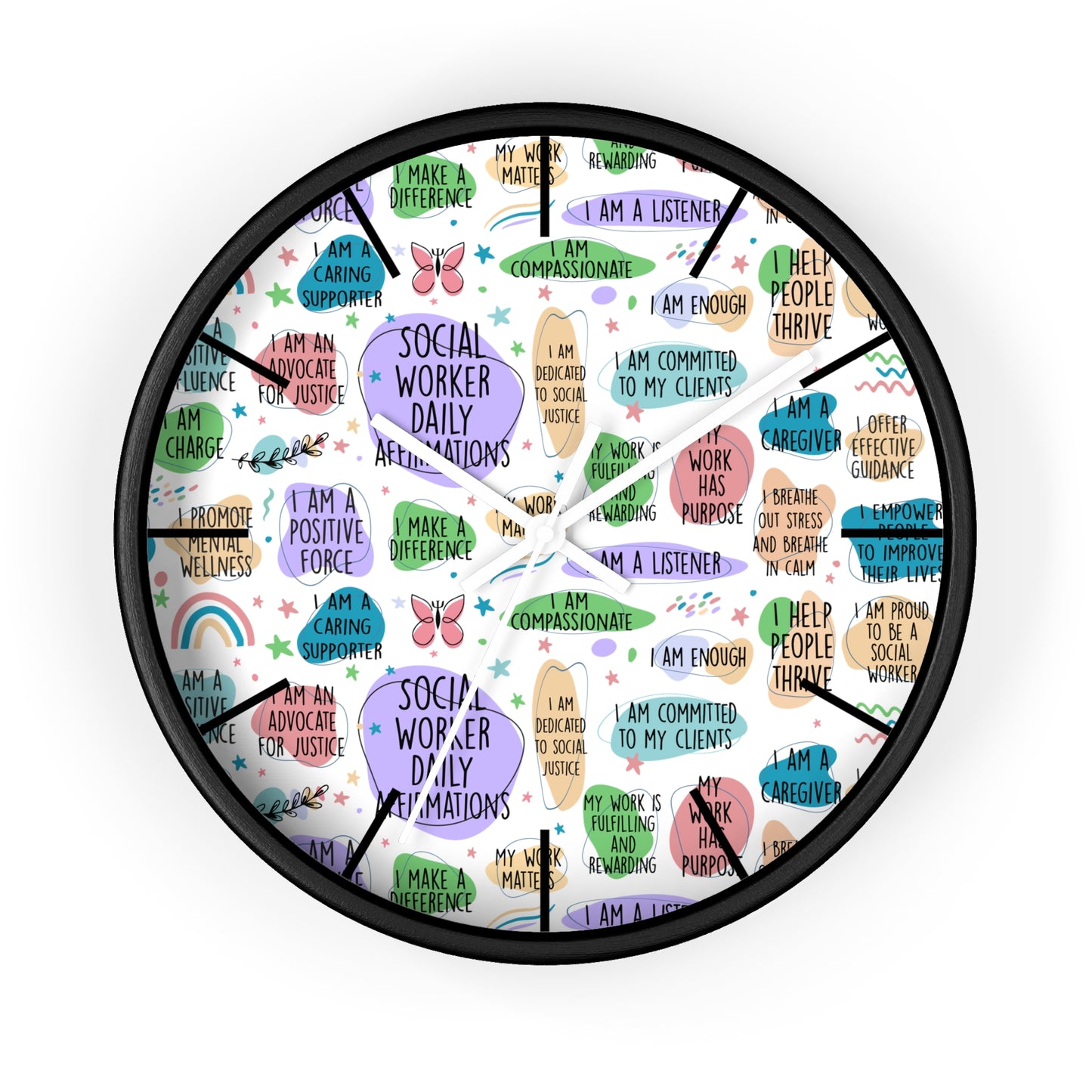 Social Worker Daily Affirmations Wall Clock — Inspirational Office Decor