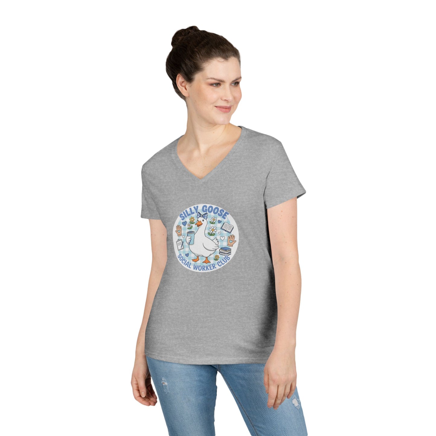 Silly Goose Social Worker Crew Ladies' V-Neck T-Shirt