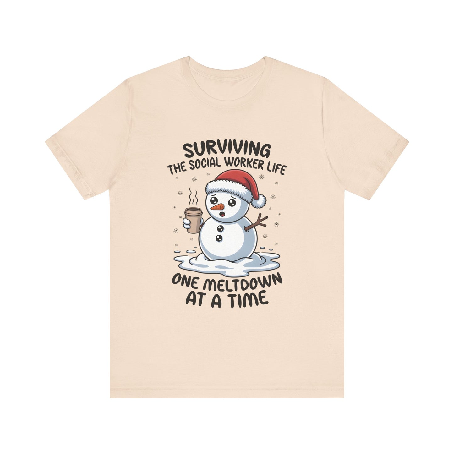Men's Social Worker Snowman Tee — "Surviving the Social Worker Life: One Meltdown at a Time"