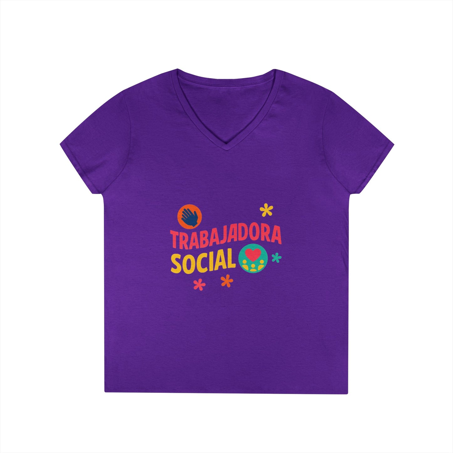 Trabajadora Social V-Neck Tee — Spanish Social Worker T-Shirt, Colorful Empowerment Gift
